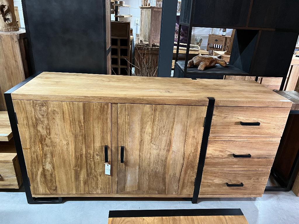 Dressoir teak 175cm, geborsteld, moderne, kast, meubels, Met deur(en), 150 tot 200 cm, Teakhout, Nieuw