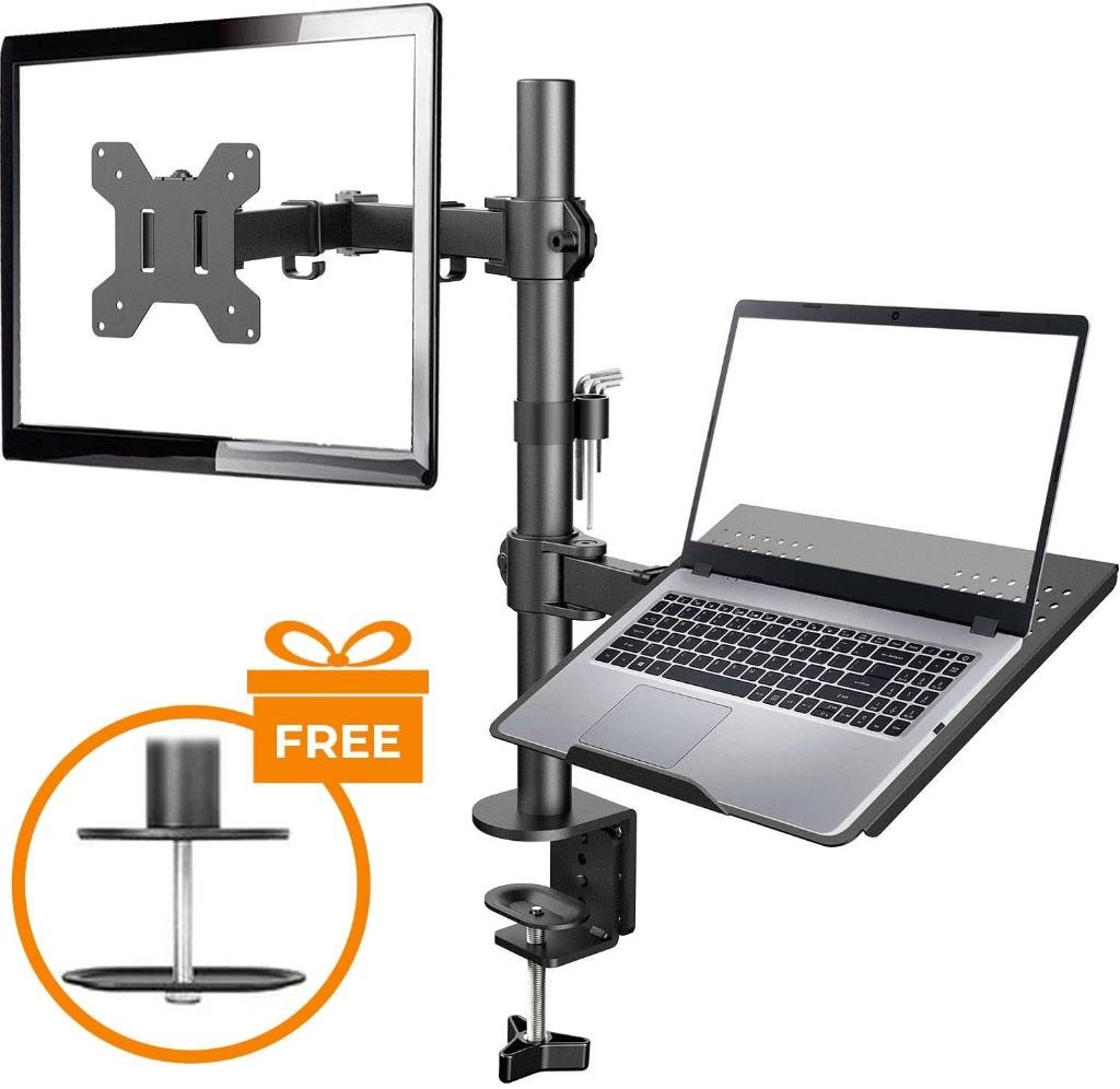 Monitorarm met laptopstandaard | 17-32 inch, Computers en Software, Monitoren, Koperstraat 26, 3067GL Rotterdam, Info@douxe.nl