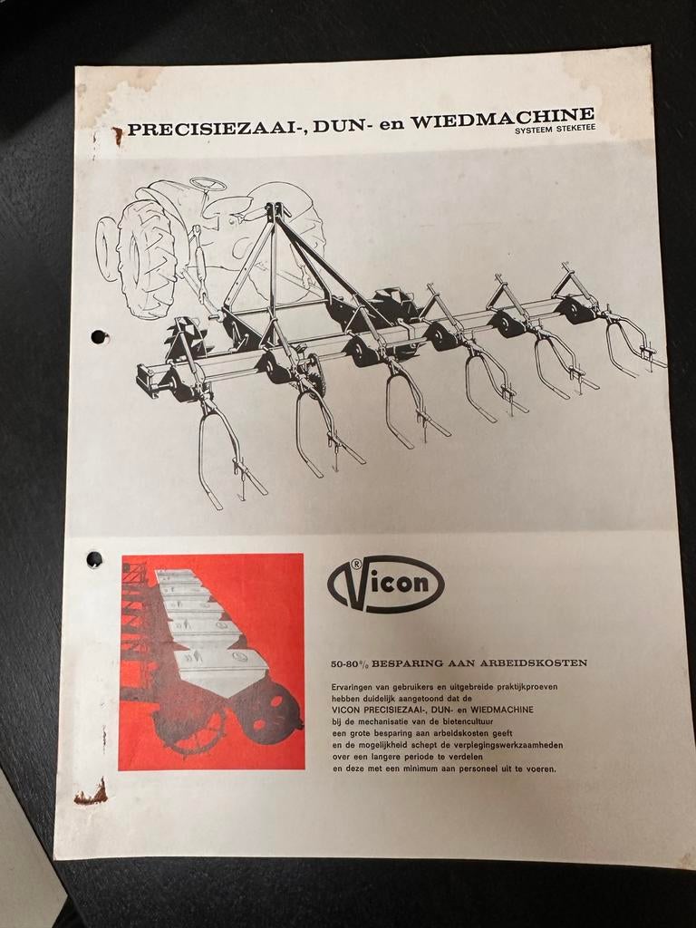 Vicon Precisiezaai-, Dun- en Wiedmachine Folder Jaren '60, Ophalen of Verzenden, Overige merken