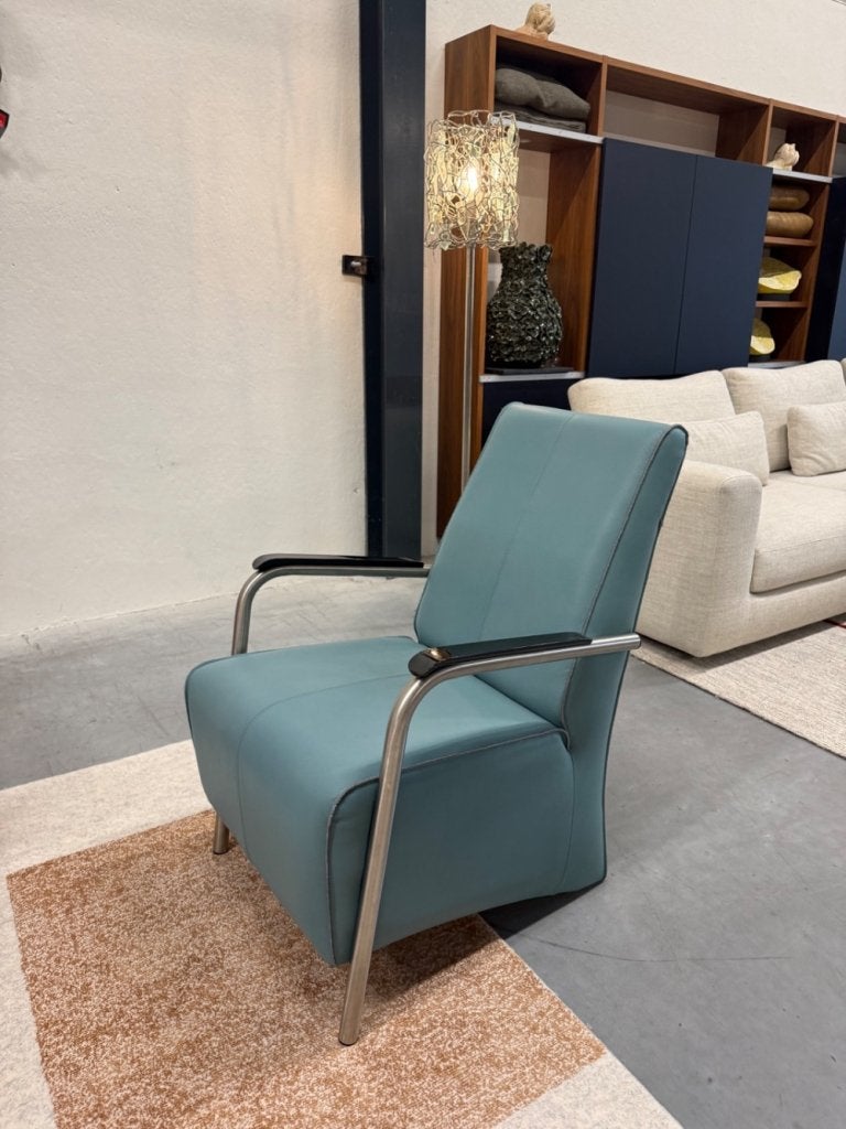 Nieuw Jess Design Bari fauteuil blauw leer stoel, Nieuw, Ophalen of Verzenden, Jess, 50 tot 75 cm