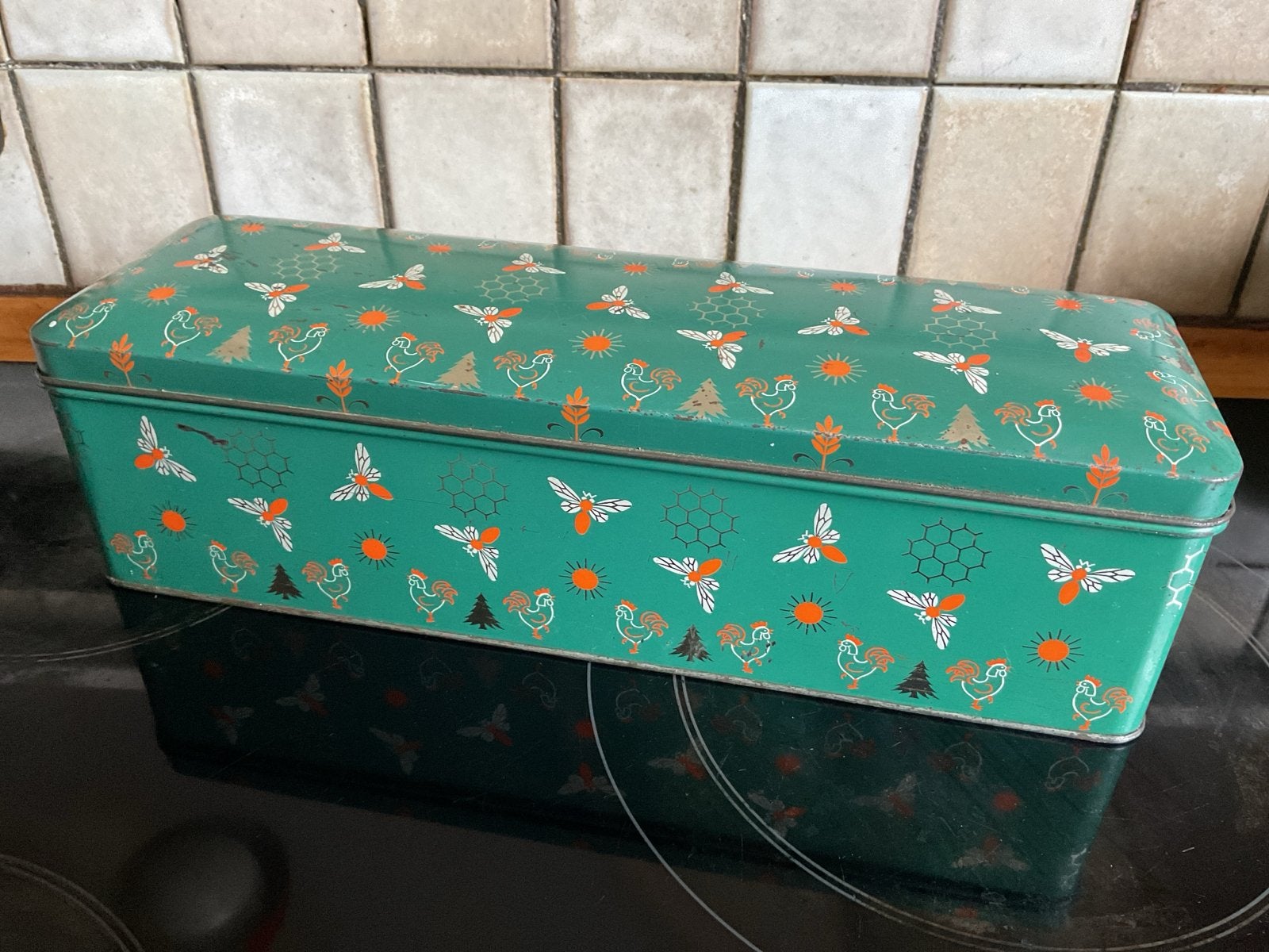 Vintage DE SPAR  blik 1957 - Groen gedecoreerd., Ophalen of Verzenden