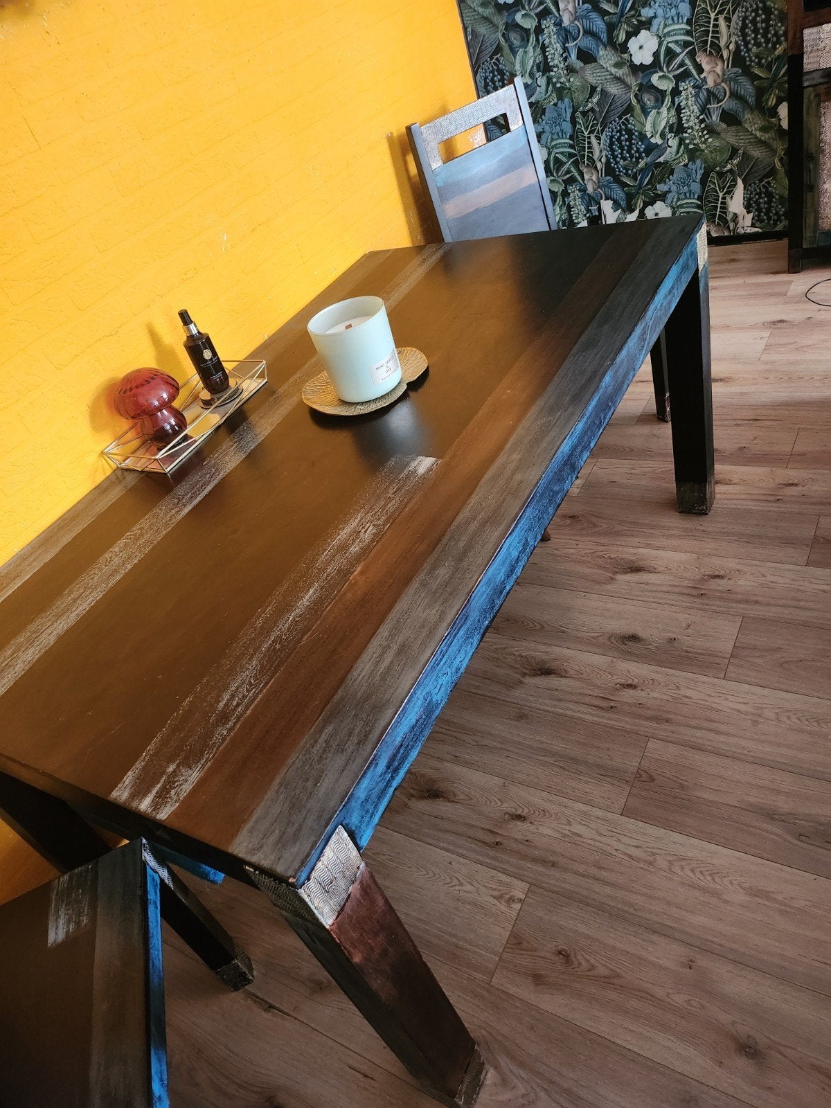 Eettafel met 4 eetkamerstoelen, Ophalen, Gebruikt, Bohemian, Industrieel, Eclectisch, Overige kleuren