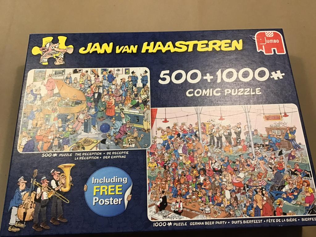 jan van haasteren 2 in 1 doos 1000 en 500, Ophalen, 500 t/m 1500 stukjes, Zo goed als nieuw