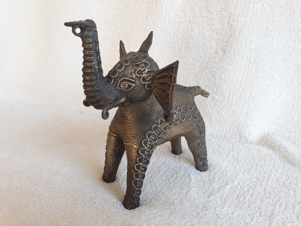 Bronzen Dhokra olifant (India) uit midden 20e eeuw, Antiek en Kunst, Ophalen