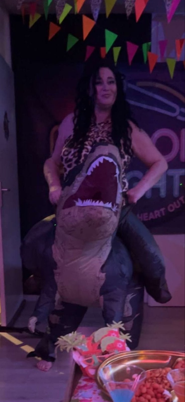 Opblaasbaar Dinosaurus Kostuum - T-Rex Rijder Pak, Ophalen of Verzenden, Zo goed als nieuw, Pak of Jurk