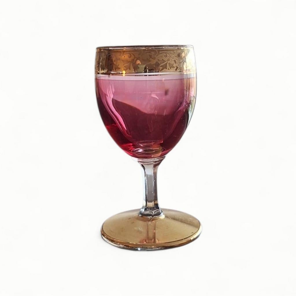 Vintage Kristallen Borrelglas met Gouden Rand, Ophalen