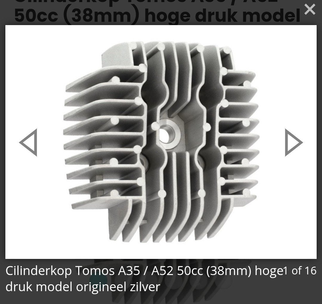 GEZOCHT Cilinderkop Tomos A35 / A52 50cc (38mm) hoge drukkop, Ophalen of Verzenden, Cilinder