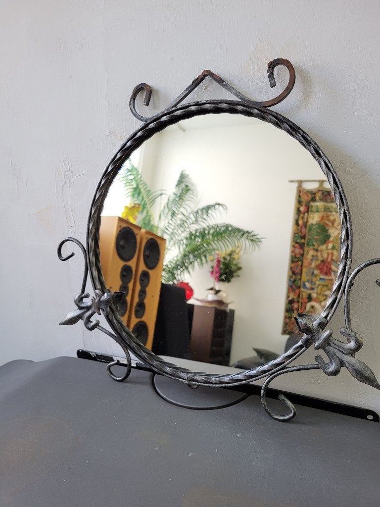 ~ Handgemaakte Smeedijzeren ronde spiegel ~, Ophalen, Rond, Minder dan 50 cm, Minder dan 100 cm