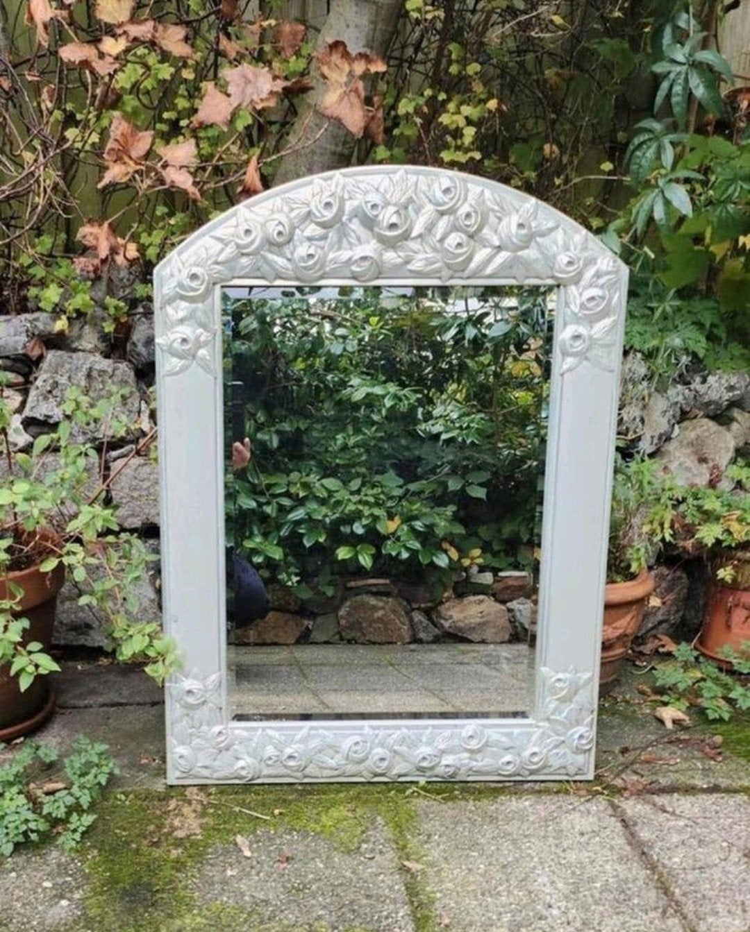 Vintage Deknudt Belgian Silver Metal Frame Rosette, Ophalen, Rechthoekig, Minder dan 50 cm, Minder dan 100 cm
