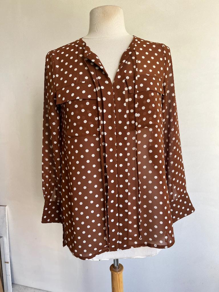 comma blouse maat 36 bruin wit stippen polkadot, Bruin, Verzenden, Comma, Zo goed als nieuw