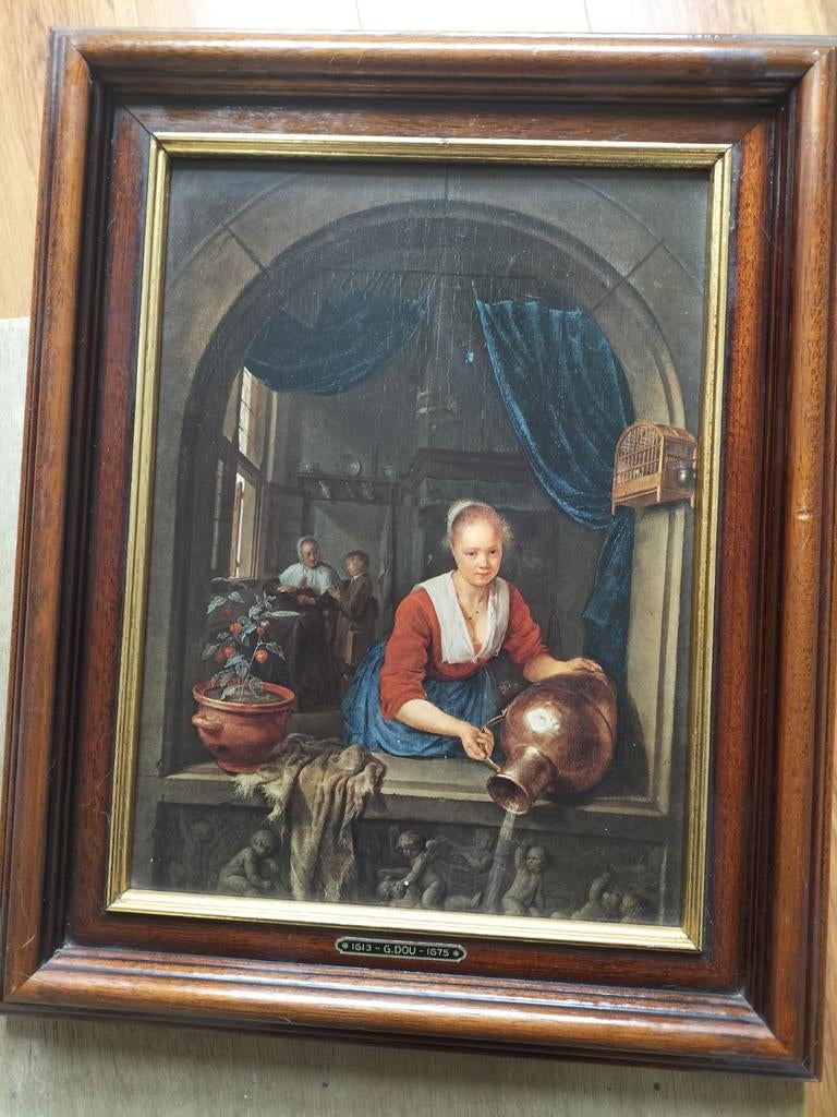 Oud Meester Schilderij: Vrouw met Waterkan (G. Dou stijl), Antiek en Kunst, Kunst | Schilderijen | Klassiek, Ophalen of Verzenden
