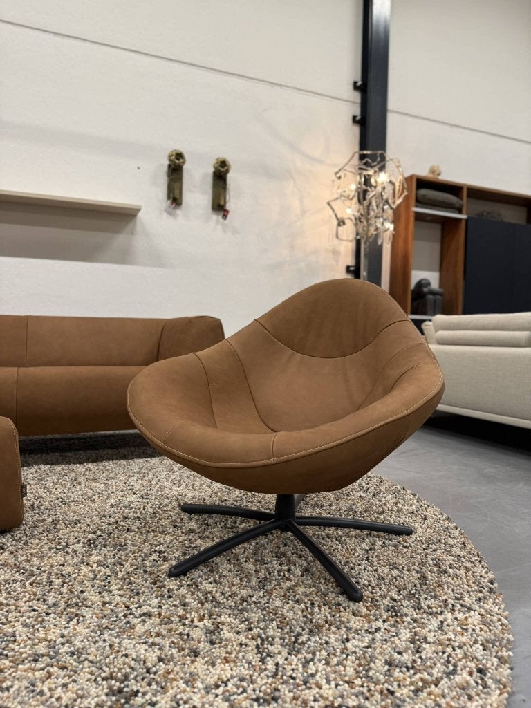 Nieuw Label Hidde Hidde Soft Draai Fauteuil cognac Stoel, Label van den Berg, Nieuw, Ophalen of Verzenden, Label