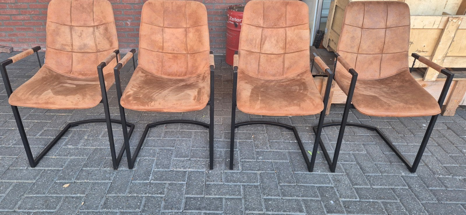 eetkamer stoellen, Huis en Inrichting, Stoelen, Gebruikt, Leer, Ophalen of Verzenden, Industriële