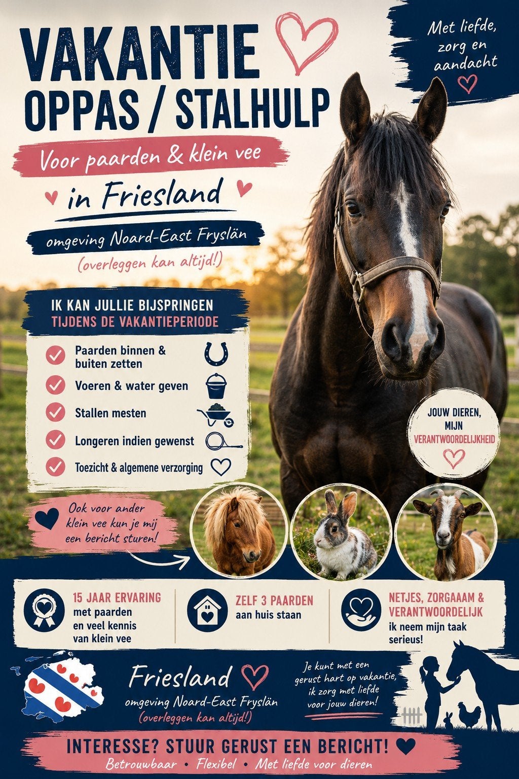 Vakantie oppas / stalhulp aangeboden, Dieren en Toebehoren, Stalling en Weidegang