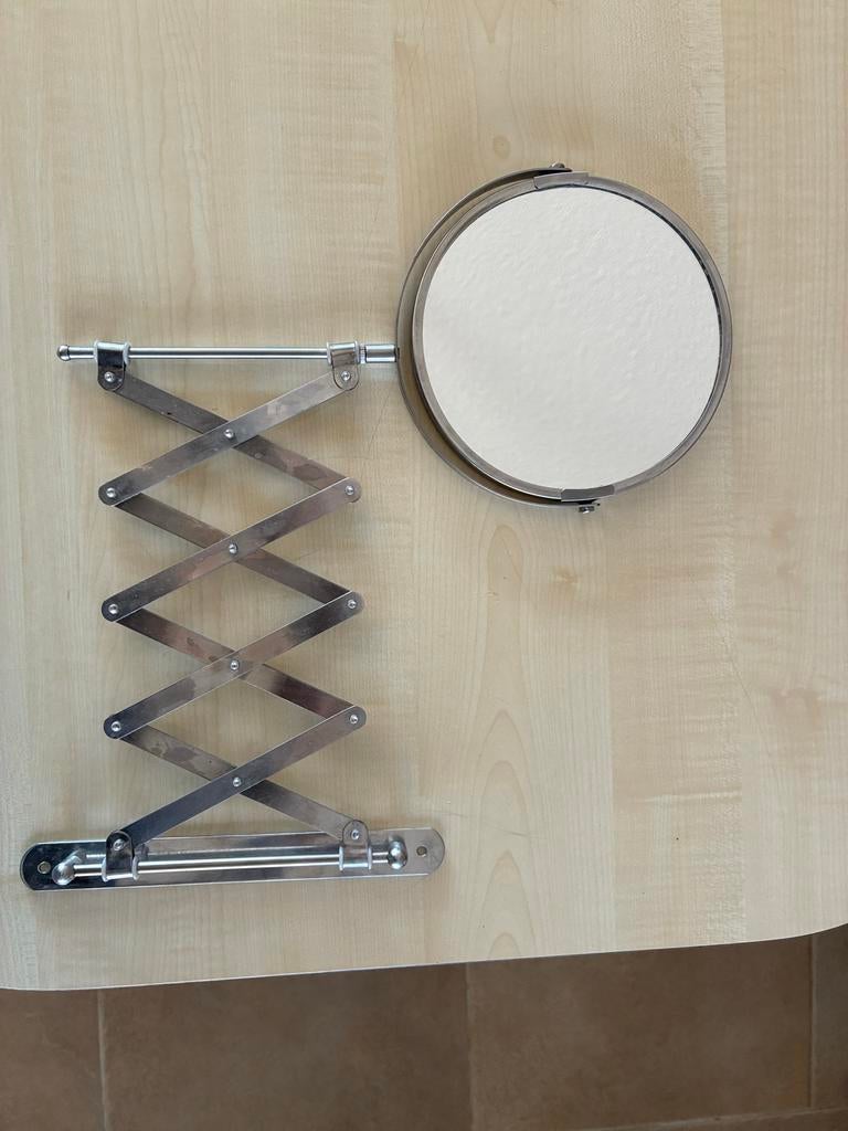 Harmonica spiegel - uitschuifbaar en draaibaar, Ophalen, Minder dan 50 cm, Gebruikt, Rond