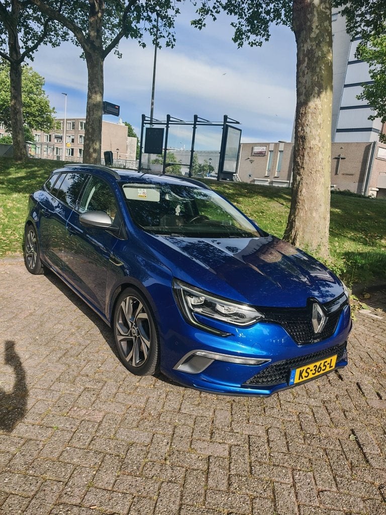 Renault Mégane 1.6 GT Turbo 205 EDC Estate 2016 Blauw, Auto's, 1618 cc, 4 cilinders, Origineel Nederlands, Grijs