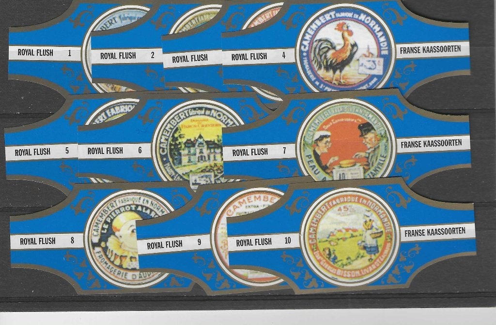 reeks 695  kaas soorten   1-10 sigarenbanden, Ophalen of Verzenden, Zo goed als nieuw, Sigarenbandjes