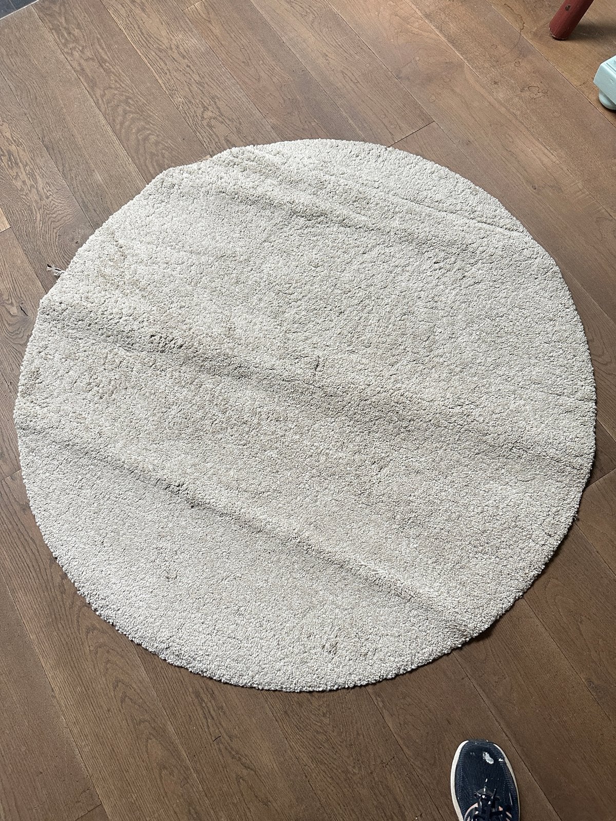 IKEA ÅDUM tapijt ø 130cm, beige, prima staat, Ophalen, 100 tot 150 cm, Beige, Rond