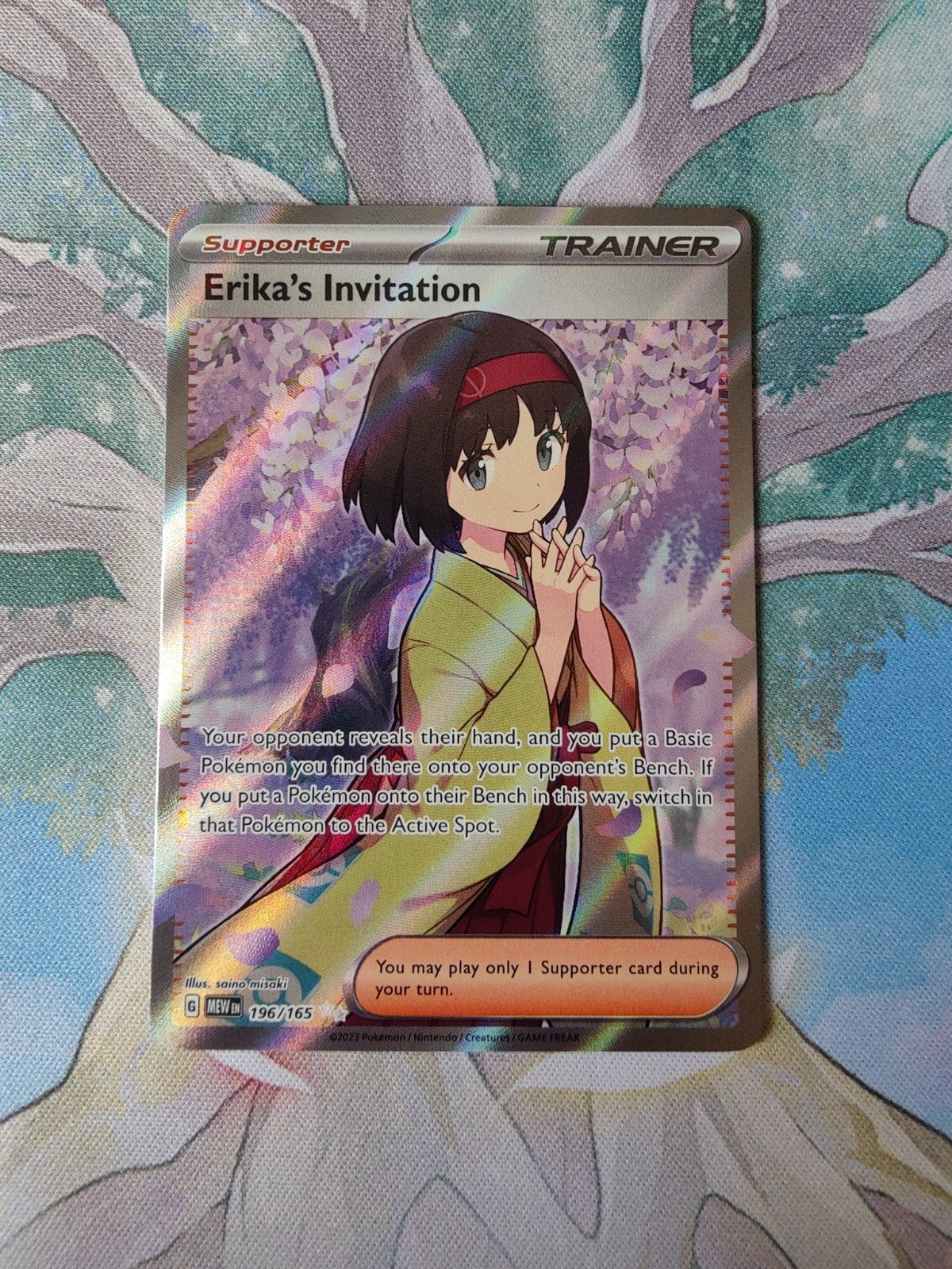 pokemon 151 erika's invitation full art trainer 196/165, Ophalen of Verzenden, Nieuw, Losse kaart, Foil