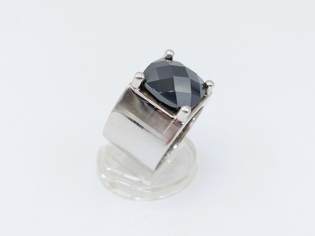 Zware zilveren ring met onyx, EDEN, 20 mm,, Gebruikt, Verzenden, Zilverwebsite.nl, Dame of Heer