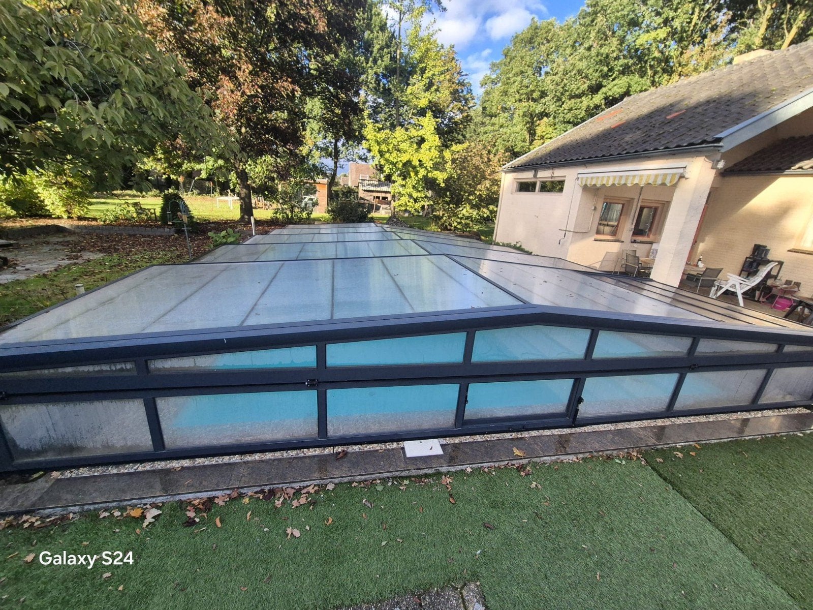 Inbouwzwembad met overkapping - Zo goed als nieuw, Tuin en Terras, 300 cm of meer, Zo goed als nieuw, Rechthoekig, Ophalen