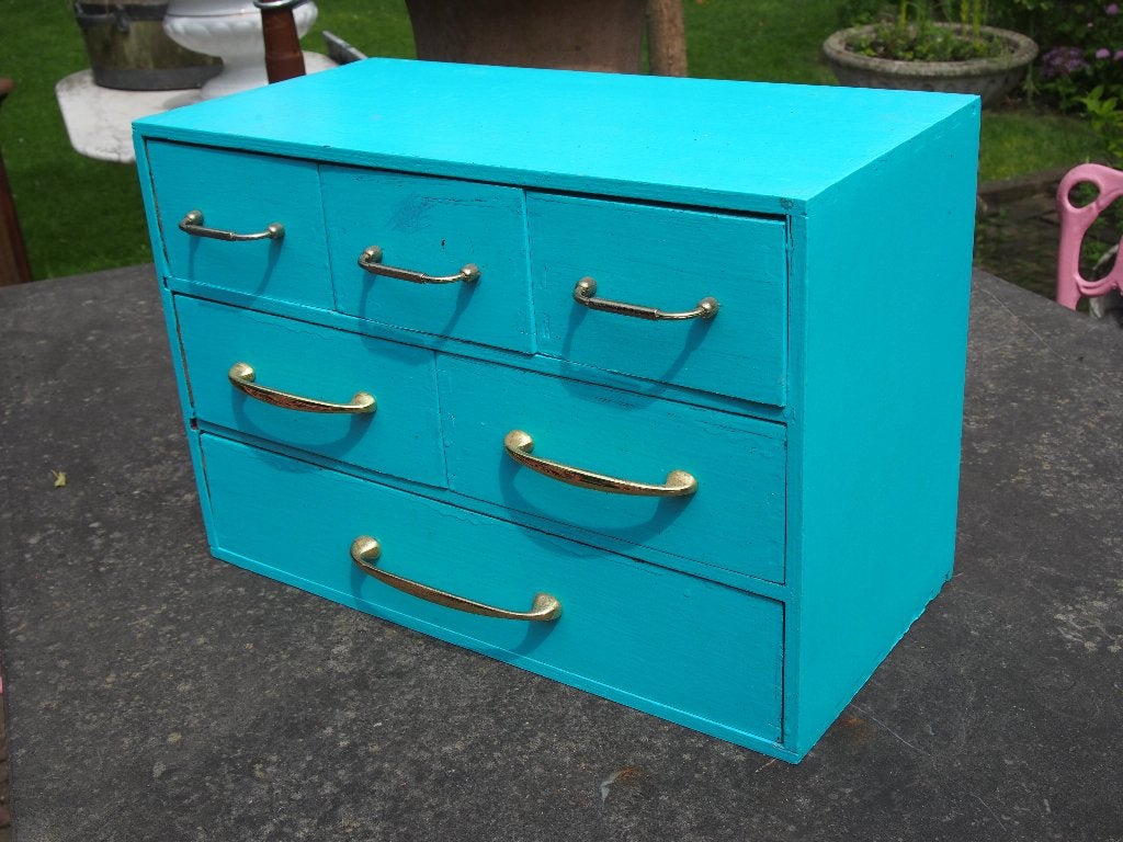 Ladekastje / Hobbykastje - Turquoise - Gebruikt, Minder dan 50 cm, Gebruikt, Ophalen of Verzenden, Minder dan 25 cm