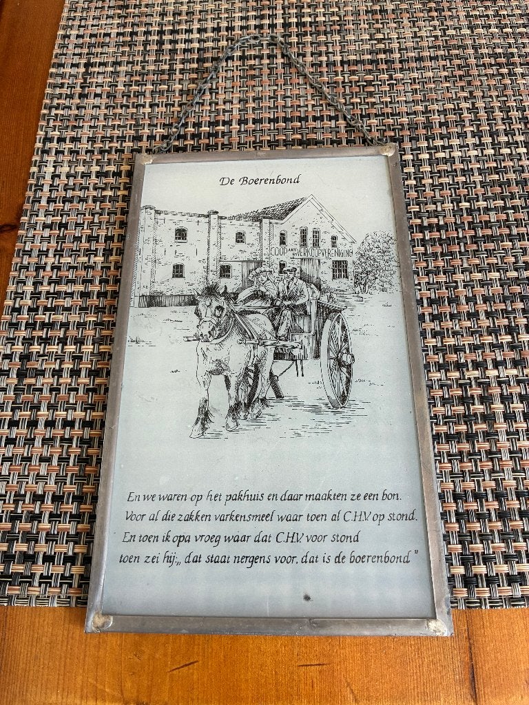 Wandbord Glas in Lood De Boerenbond CHV 23 x 14 cm, Verzamelen, Ophalen of Verzenden, Zo goed als nieuw