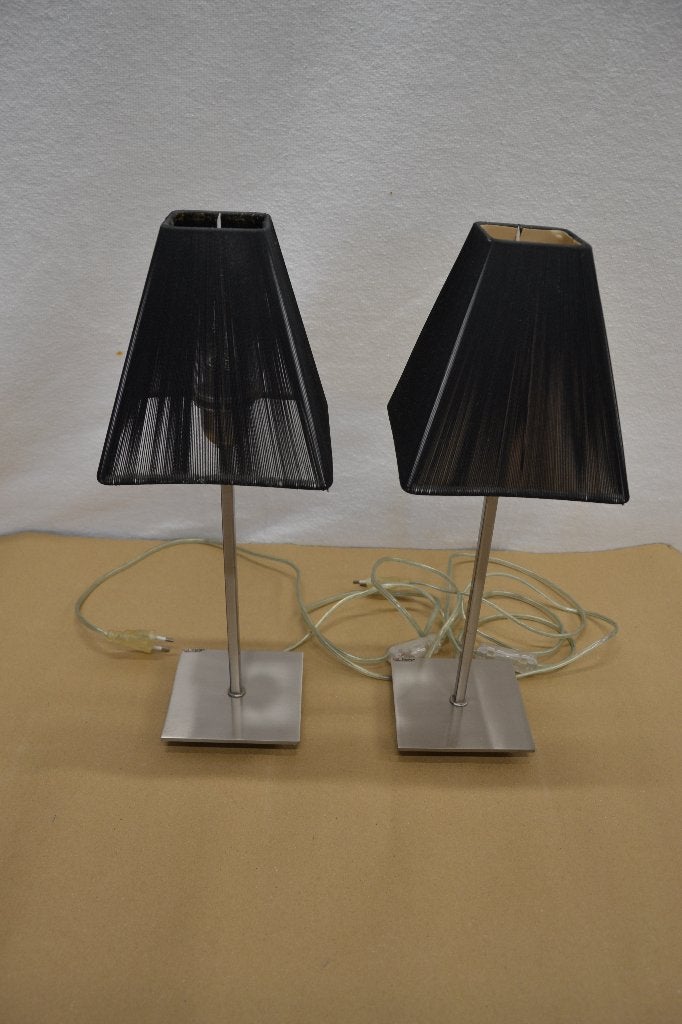 2 Design Tafellampen, Gebruikt, E27 (groot), Ophalen of Verzenden, Zilver