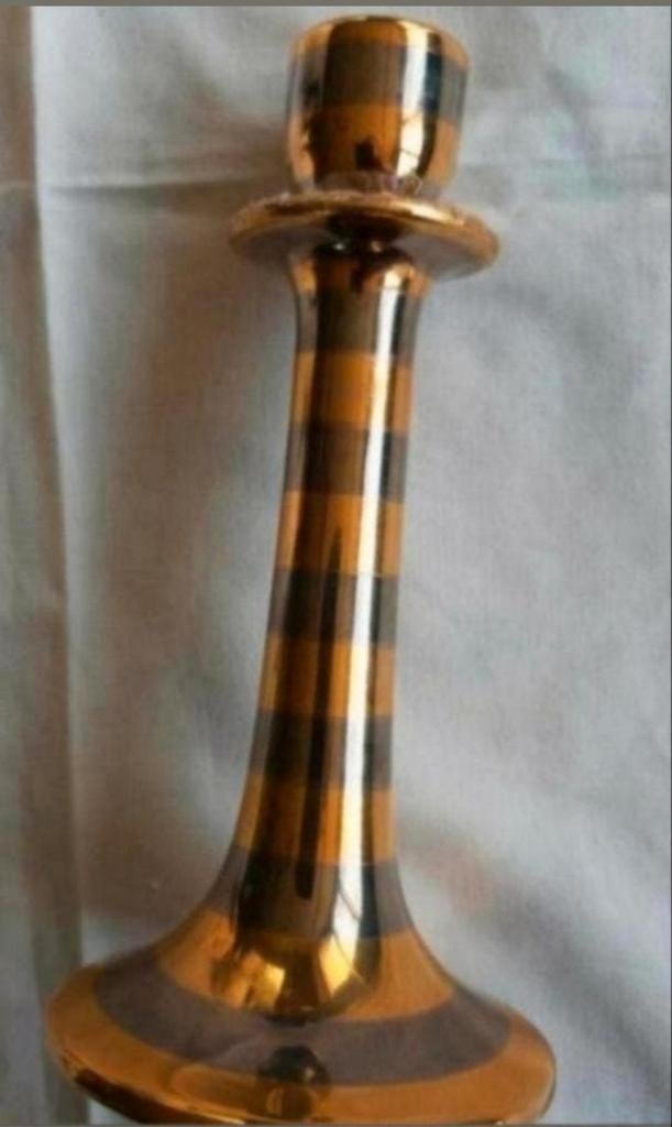 Glanzende sierlijke gouden zilveren kandelaar 21,5cm, Antiek en Kunst, Ophalen of Verzenden, Zilver
