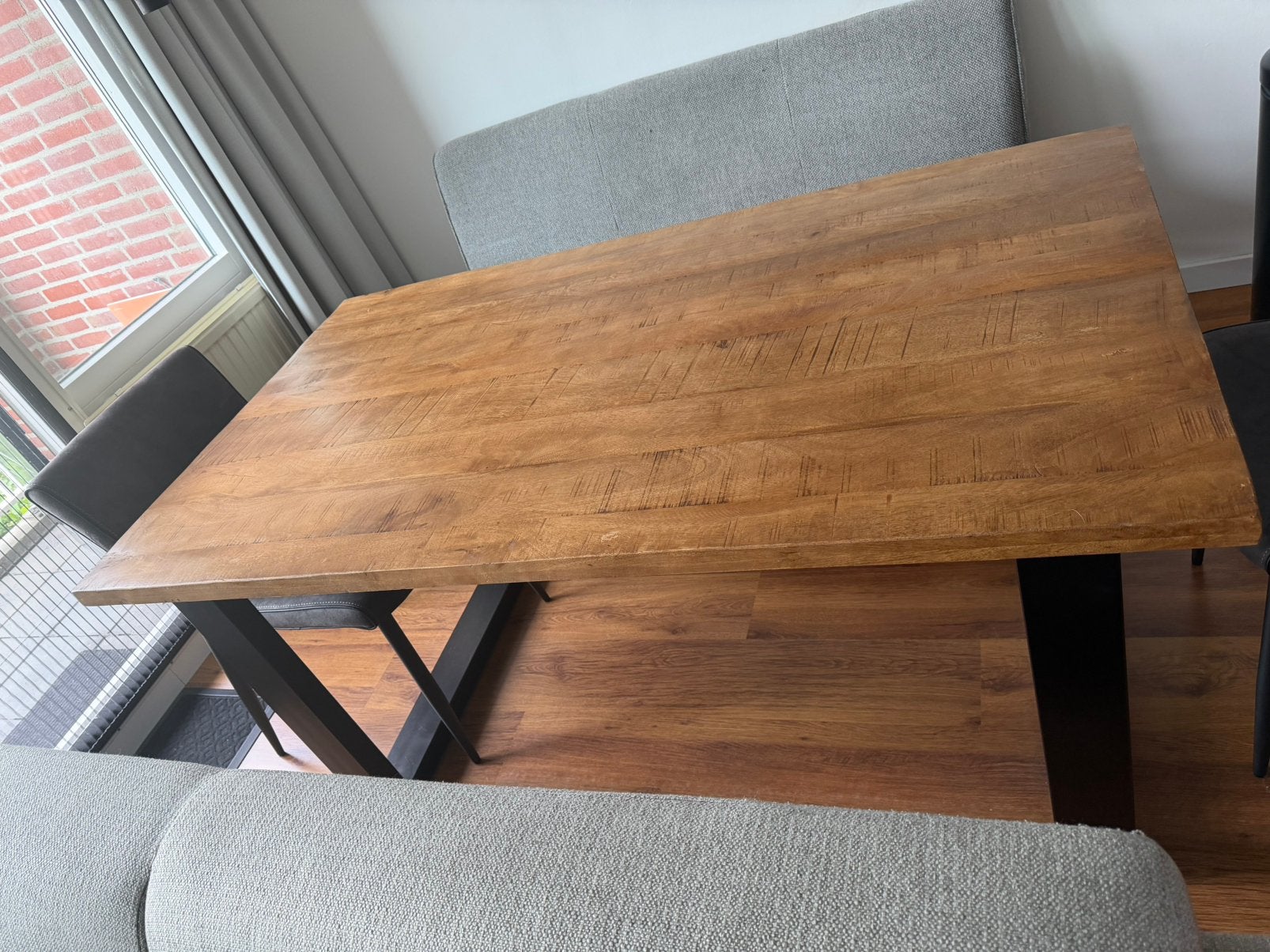 Houten eettafel, Ophalen, 200 cm of meer, 50 tot 100 cm, Zo goed als nieuw