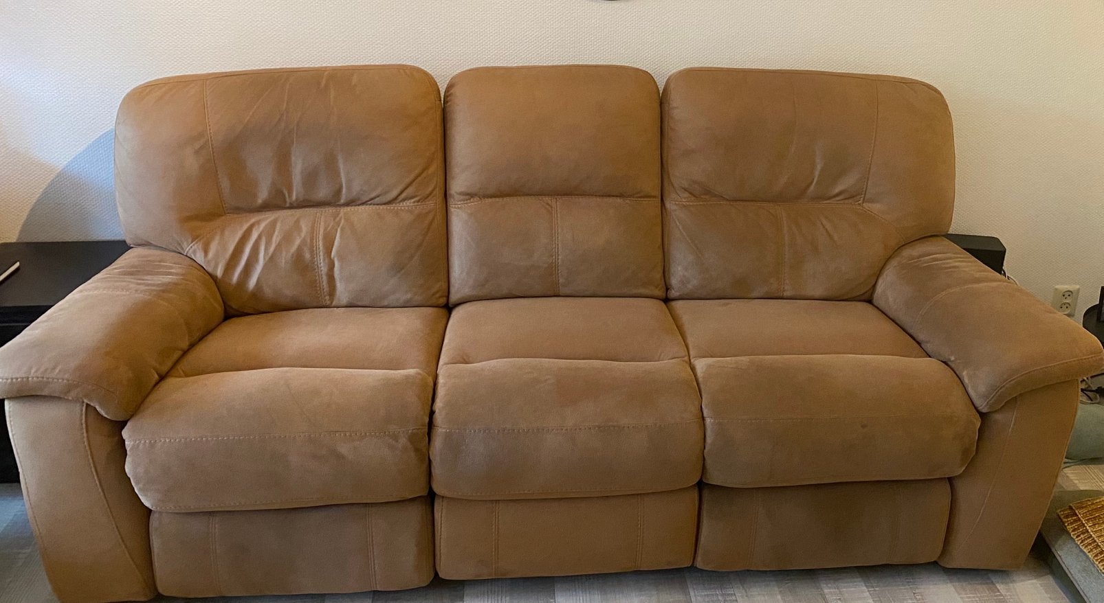 Mooie cognac kleurige 3-zits bank, Ophalen, Gebruikt, Minder dan 75 cm, Driepersoons