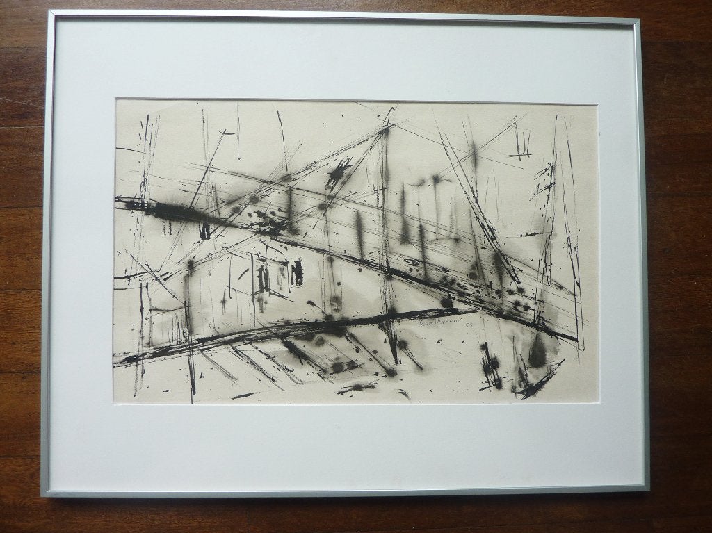 Karel Arkema -- Groninger Ploeg --- scheepswerf bij Delfzijl, Ophalen of Verzenden, Gedateerd, Tekening, Stads- / dorpsgezicht