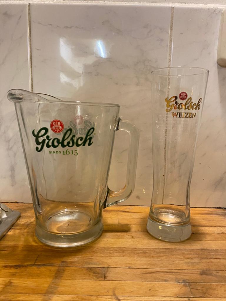 4 bierglazen, Ophalen, Zo goed als nieuw, Bierglas