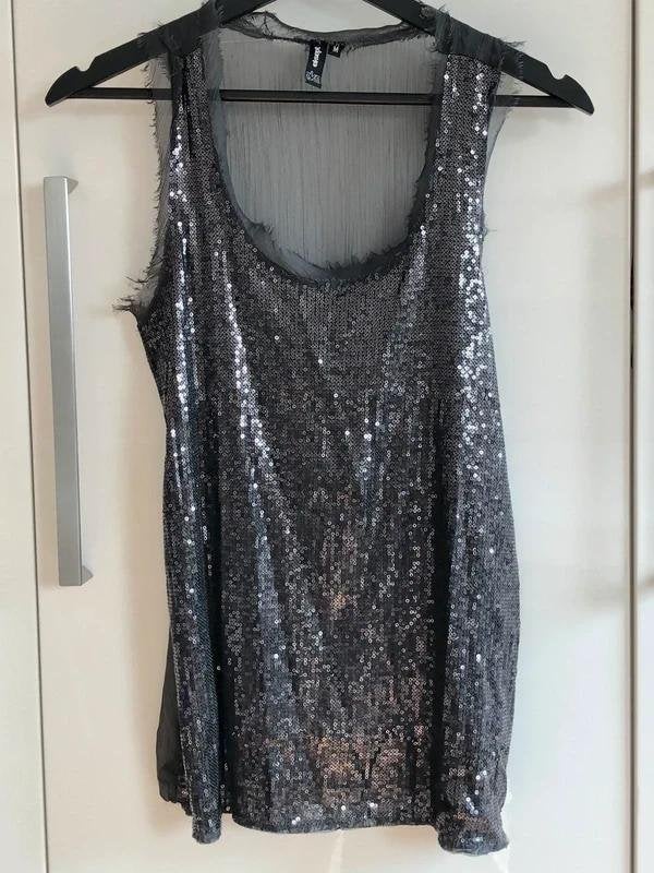 Eksept pailletten top zwart glitter maat M feest, Maat 38/40 (M), Zwart, Ophalen of Verzenden, Zo goed als nieuw