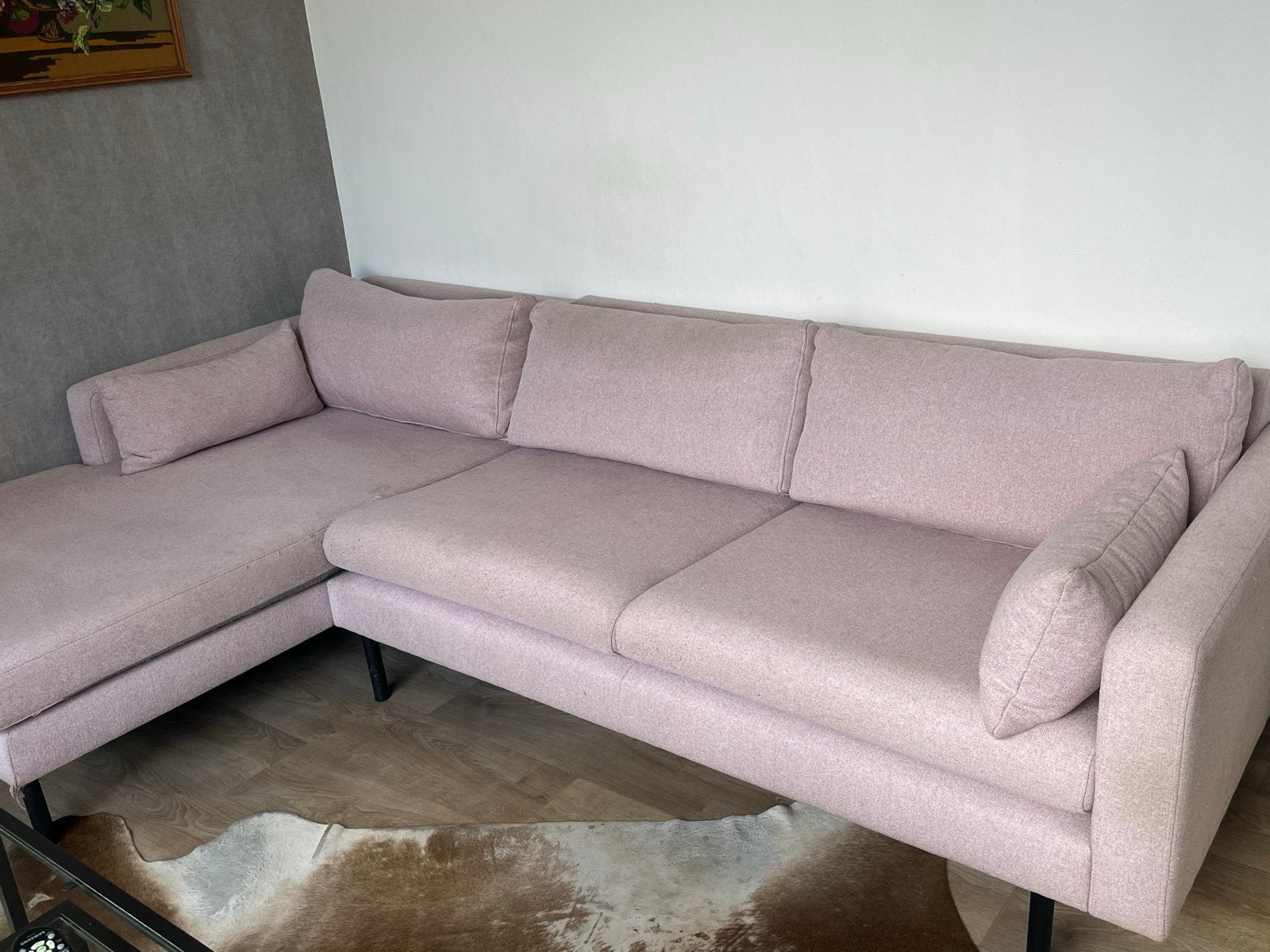 Roze hoekbank, Ophalen, Gebruikt, Hoekbank, Driepersoons