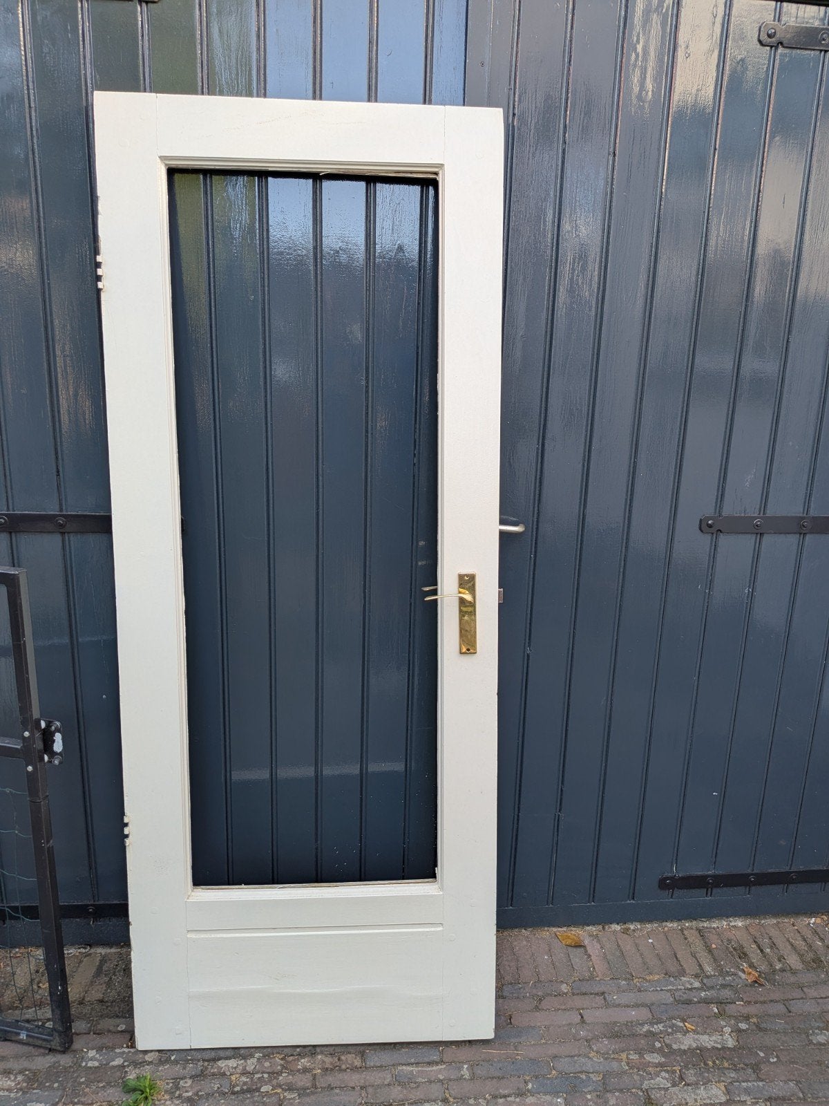 Massief houten binnendeur met beslag 82x206, stomp, Ophalen, Gebruikt, 80 tot 100 cm, Binnendeur