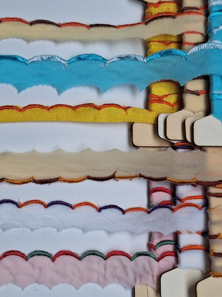 Partij van 6 soorten/ kleuren broderie, Ophalen of Verzenden, Nieuw, Lint, Band of Elastiek