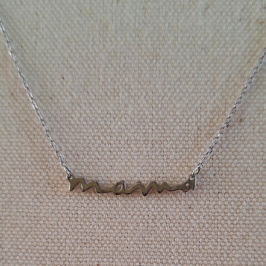 Zilver ketting mama moederdag 925 zilveren collier hanger, Verstelbaar, Nieuw, Ophalen of Verzenden, Zilver