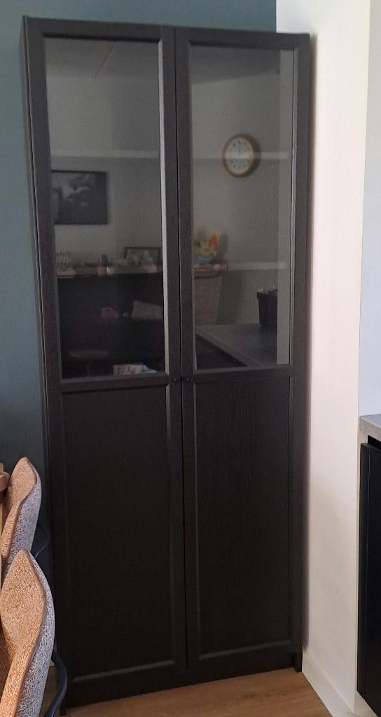 Ikea Billy boekenkast zwart, Ophalen, Met deur(en), 50 tot 100 cm, Zo goed als nieuw