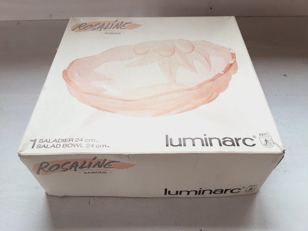 Franse Vintage Luminarc "Saisons" Rosaline Saladekom 24 cm, Antiek en Kunst, Ophalen