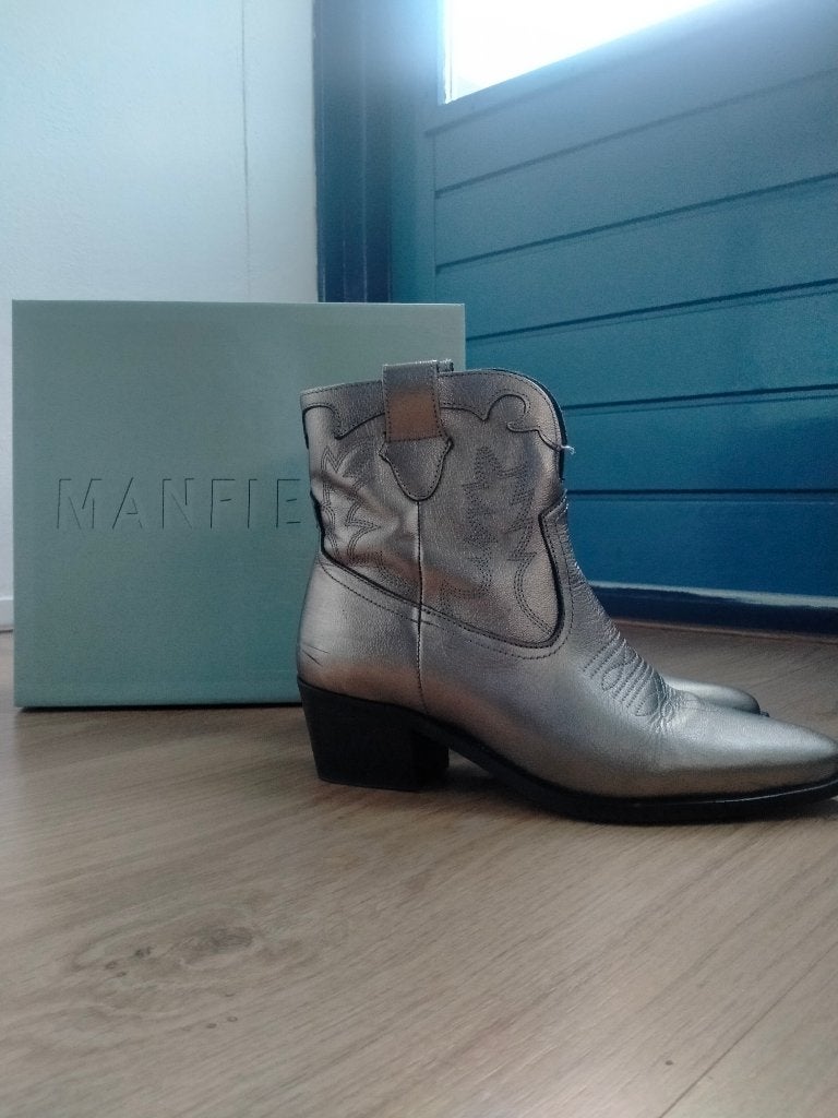 Zilverkleurige cowboylaarzen Manfield maat 39, Overige kleuren, Verzenden, Lage of Enkellaarzen, Manfield