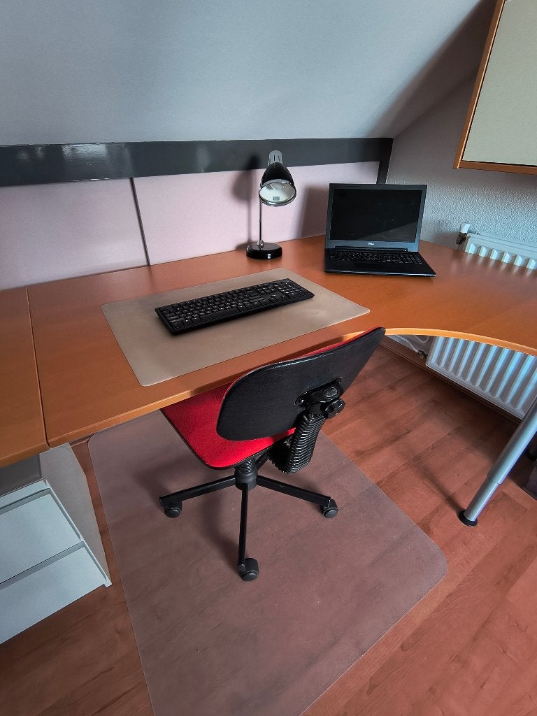 Ikea hoekbureau Galant, verstelbaar en bijpassende extra's, Ophalen, Gebruikt, 120 cm, Bruin