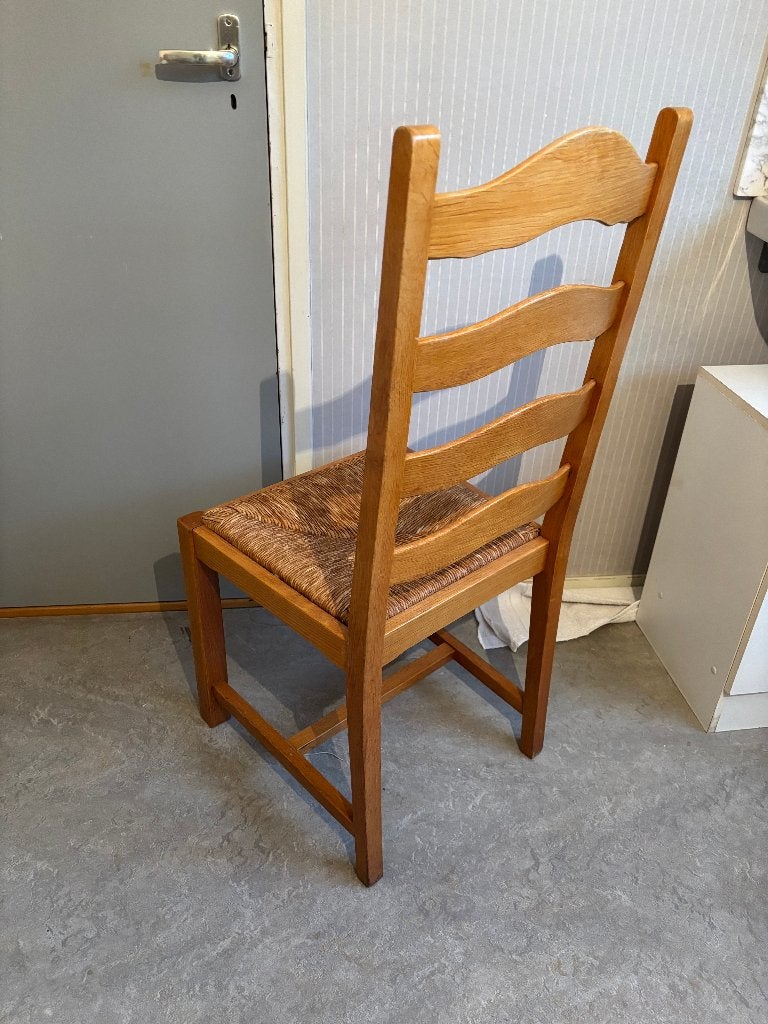 Eetkamerstoelen - eiken - rieten zitting, Huis en Inrichting, Stoelen, Gebruikt, Vijf, Zes of meer stoelen, Hout, Bruin, Ophalen