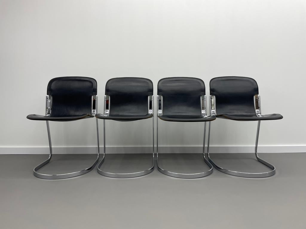 Vintage Cidue C2 stoelen Willy Rizzo, Huis en Inrichting, Stoelen, Ophalen, Zo goed als nieuw, Zwart