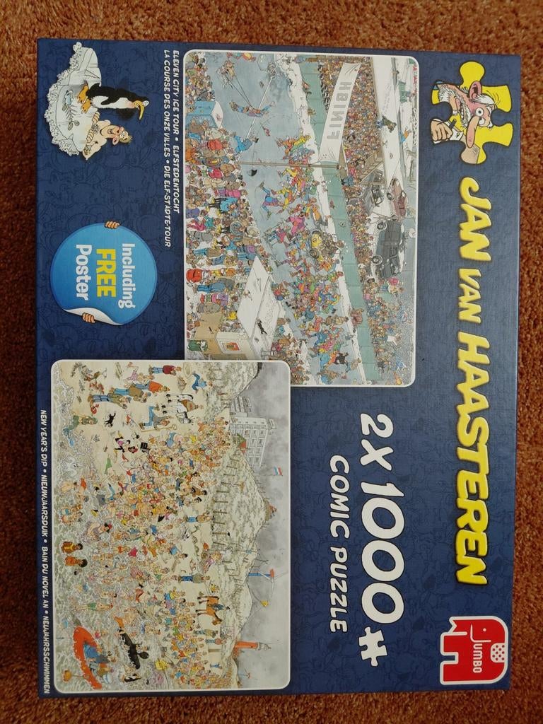 Jan van Haasteren 2x1000 stukjes puzzel, Ophalen of Verzenden, 500 t/m 1500 stukjes, Zo goed als nieuw, Legpuzzel
