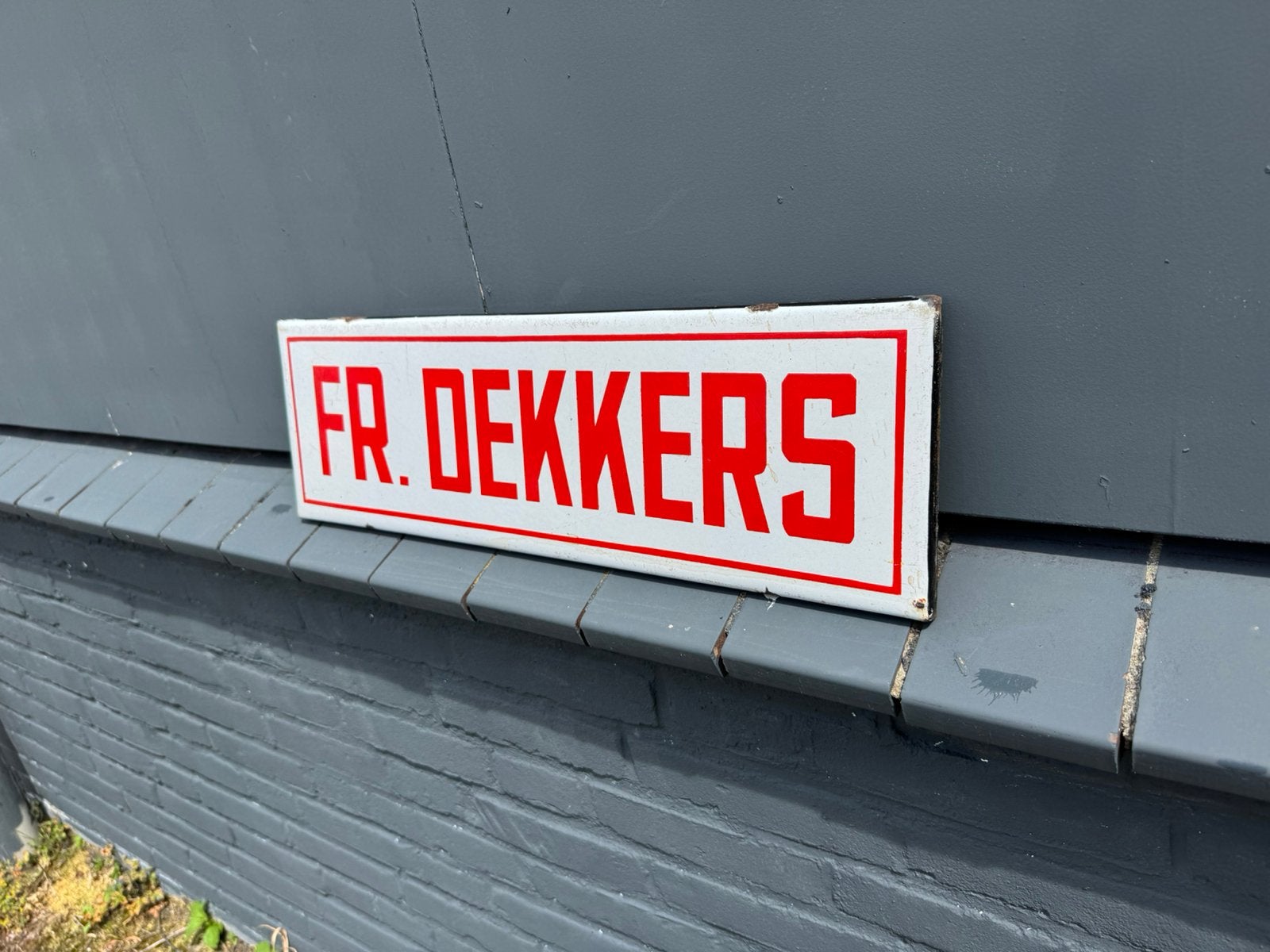 FR. Dekkers emaille reclamebord, Antiek en Kunst, Ophalen of Verzenden