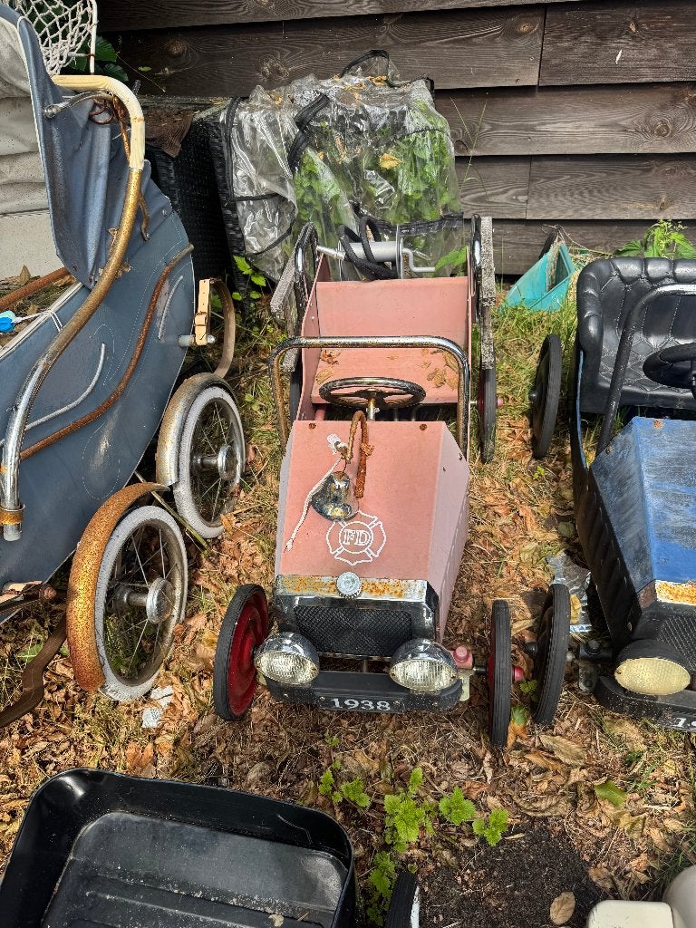 vintage trapauto brandweer, Kinderen en Baby's, Speelgoed | Buiten | Voertuigen en Loopfietsen, Ophalen of Verzenden, Gebruikt