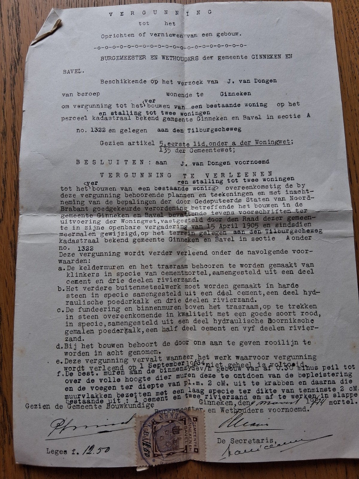 Bouwvergunning Bavel 1914, Ophalen of Verzenden, Voor 1920, Nederland, Knipsel(s)