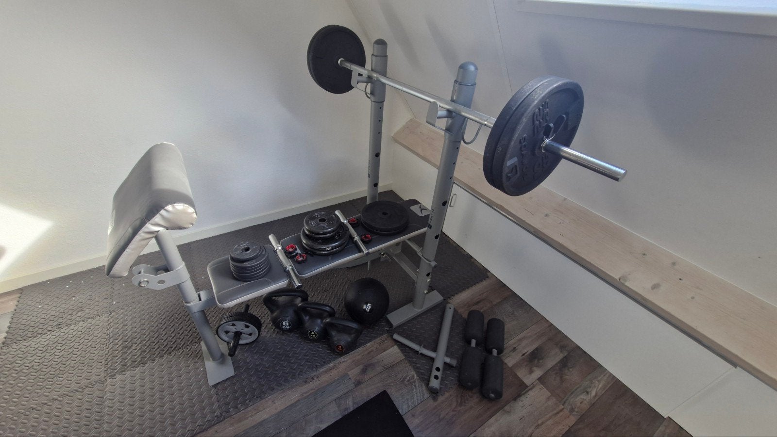 Gewicht bank compleet voor fitness incl kettlebels, Ophalen