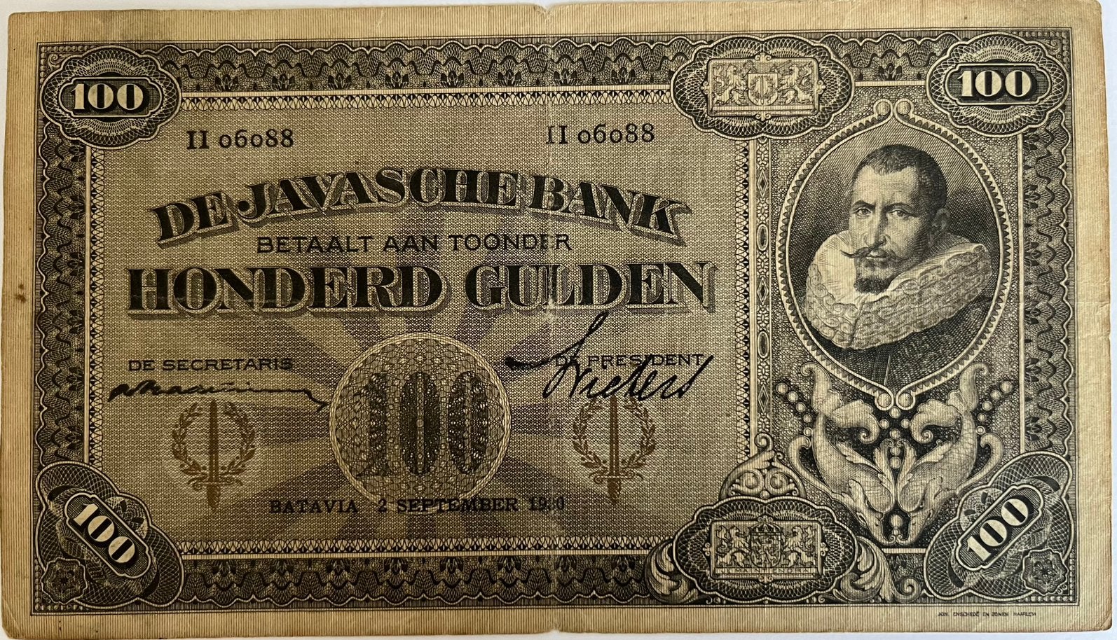 Nederlands-Indië 100 gulden 1930, Ophalen of Verzenden, 100 gulden, Los biljet